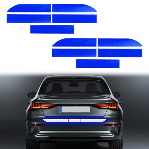 deemars 2PCS Reflektierende Streifen-Aufkleber, Wasserfeste selbstklebende reflektierende Aufkleber, Auto Exterieur Zubehör Kofferraum Reflektierende Aufkleber Universal für die meisten Autos (Blau)
