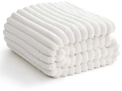 WAVVE Kuscheldecke Flauschig Decke, Fleecedecke, Sofadecke, Couchdecke, Weiche Flanell Wohndecke für Zimmer Deko, Sofaüberwurf, 150 x 200 cm, Weiß
