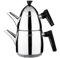 Samovar Ensemble de théière turque avec filtre auto-filtrant intégré, design ergonomique, facile à utiliser sur indication et tous les types de cuisinières, bouilloire, poignées noires – Tp (720 g) K