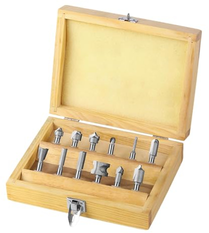 12 Pcs Router Bit Set, Raised Panel Router Bit Set, Woodworking Router Bit Kit, Cabinet Door Making Router Bits, Engraving Router Bits for Woodworking, Carving, Engraving, Woodwork Tools