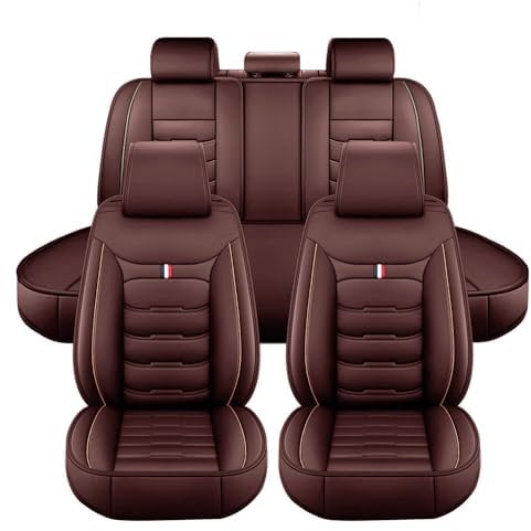 Valcla Auto Sitzbezüge Sets für VW Caddy CC Corrado Cabrio, 5-Sitze Leder Atmungsaktiv Wasserdichtes Verschleißfest Autositz Sitzschoner, Innenraum Zubehör,B Coffee