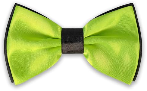 AUSUAYA Papillon da smoking da uomo, papillon per ragazzi per laurea o festa di nozze BT-BYB2, Verde erba con nero, Taglia unica