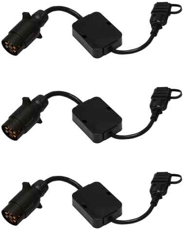 VENOAL 3 x Anhänger-Anschluss-Lichtkabel-Konverter-Adapter, europäischer 7-poliger auf amerikanischer 4-poliger Wege-Stecker.