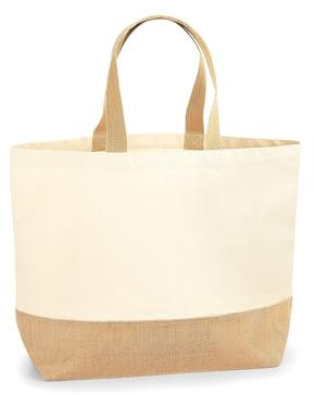 AIMA Borsa Mare Tote Bag Donna con Manici Borsa di Tela in Juta e Cotone Canvas 38x44x18 cm Shopper Cotone 100% Borsea di Stoffa, Borsa per la Spesa portatile, Borsa mare spiaggia