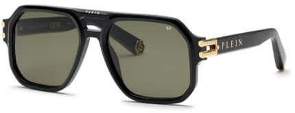 Philipp Plein Herren Plein Icon Sonnenbrille, schwarz (Shiny Black), 57/18/145