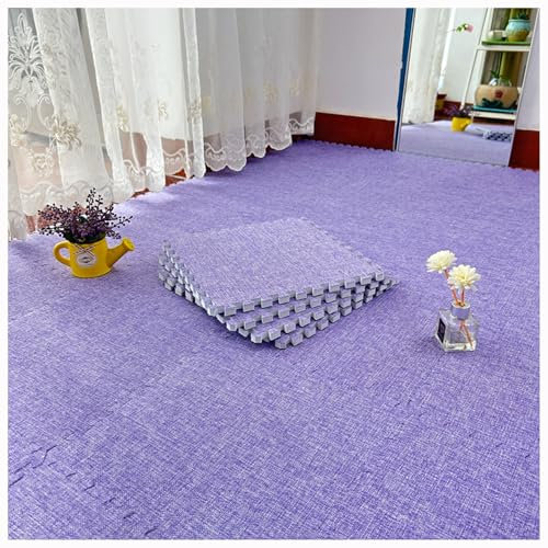 Ineinandergreifende Bodenmatte Aus Schaumstoff - 10 Stück 30x30 Cm Weiche Atmungsaktive Teppichfliesen - Quadratischer Puzzle-Bodenteppich Für Schlafzimmer, Fitnessbereich(Size:0.4in,Color:Lila)