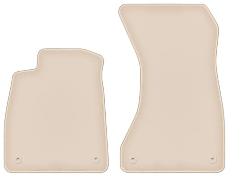 Velours-Fußmatten vorne passend für Audi A5 F57 2020-2022, Beige, FORTUNA | passend für Cabrio; geschorener Premium-Velours (100% Polypropylen), ca. 8 mm; rutschfest, runde Befestigungen (Typ AV)
