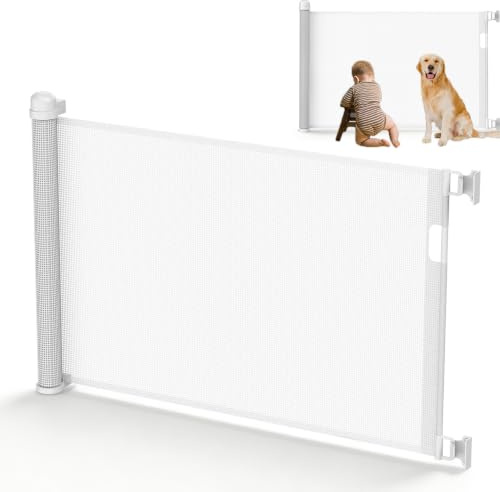 UISEBRT Türschutzgitter Ausziehbar 0-150cm, Treppenschutzgitter für Baby und Pelztiere, Kinder Schutzgitter für Innen- und Außenbereich (Weiß, 300cm)