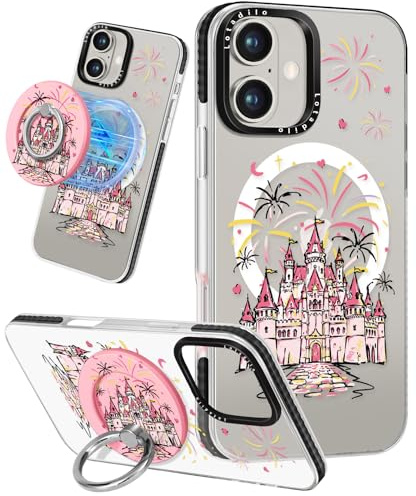 Kokaade for iPhone 16 Case for Women Girls - Cute Kawaii Castle Design Compatible with Magsafe for Magnetic Ring Holder Stand Phone Cover Girly TPU Funda for iPhone 16