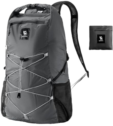 Qunature Faltbarer Wanderrucksack 20L Ultraleicht Unisex | Tagesrucksack für Herren Damen Trekkingrucksack Outdoor für Reisen Camping Klettern Sport Radfahren Schwarz