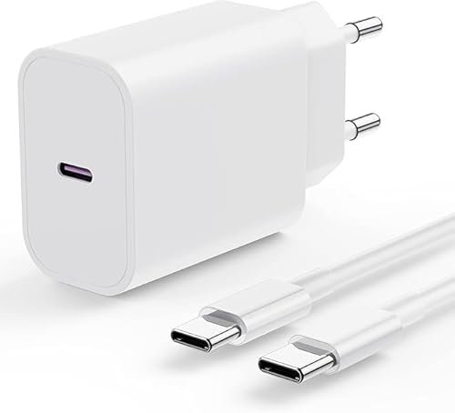 Rapida Chargeur USB C 20W avec Cable Type C 2m, Chargeur Rapide Prise Adaptateur Secteur Embout USBC avec Câble USB-C 2M pour Orginal Apple iPhone 16, iphone 15 Pro Max/Plus/ipad/Pro/air/Mini