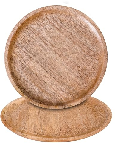 The Wooden Town Round Wood Plates 13 Inch Dinner Plates Natural Wooden Charger Plates For Centerpiece Easy Cleaning Lightweight Serving Plates For Dishes Snack Dessert Salad - Natural 2 Pack