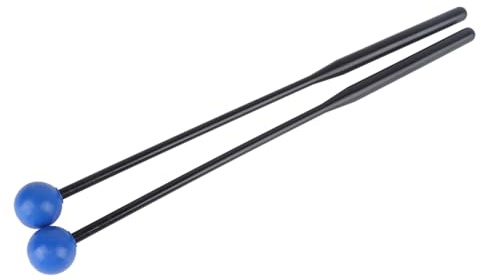 RiToEasysports 2 Stücker-Schleben-Mit-Bequemem Griff, Ausgezichnetem kunstoff- und Gummimaterial, für Xylophon, Glockenspiel, Marimba-Glockenspiel (Alles Schwarz (Schwarzer Stab, blauer Kopf)