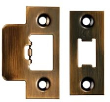 Kooples Hardware Forend Strike & Fixing Pack | Compatible with Heavy Duty Tubular Latches | Strike Plate and Fixings for Timber Doors | Durable Latch Hardware (Square, Antique Brass)