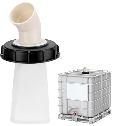 QWORK® Filtro per coperchio IBC 45° da 163 mm, filtro IBC, filtro per acqua piovana in nylon, con coperchio per cisterne IBC DN 150, accessori per cisterne IBC