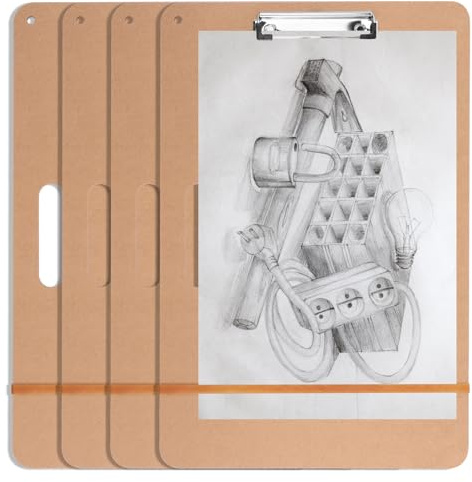 4 Stück Zeichenbrett, Glattes Sketch Board Klemmbrett für Künstler Zeichnung Board 18 Zoll mit Griffbändern Tragbare Holzskiznenbretter für Klassenstudio Skizzieren Zeichnen Studio Schule Bürobedarf