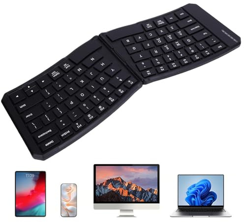 Jectse 80 Keys Foldable Keyboard, Portable Folding Bluetooth Keyboard for IOS & Android, for & for OS X, Split Design for Business and Travel