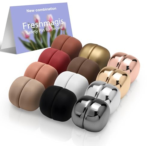 12 Paar extra starke Hijab-Magnete für Frauen | rutschfeste, stecknadellose Multifunktions-Magnete für Schals & Kleidung | hochwertiges Set aus glänzendem & mattem