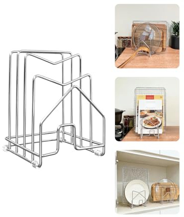 LINFIDITE Schneidebrett-Halter aus Edelstahl - Organizer und Ständer für Schneidebretter, Schimmelresistent Aufbewahrungsständer für Töpfe und Deckel für Küchen Schrank (1 Stück Silber)