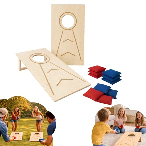 Cornhole Party Games Outdoor Indoor, gioco da spiaggia | Gioco di lancio per bambini e adulti con sacchetto, 1 × Cornhole Boards & 2 × 5 sacchetti Cornhole