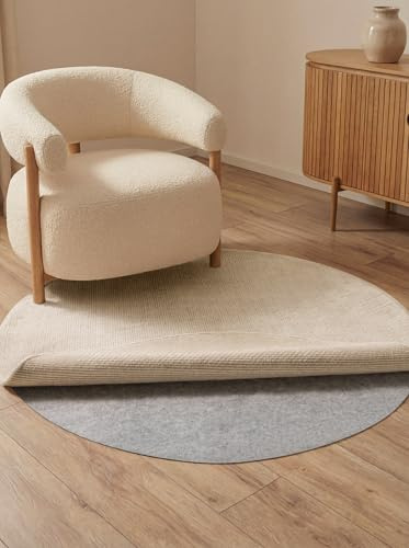 Hanse Home Base - Teppich Unterlage Grip Rund, rutschfestes Teppichpad, Anti-Rutsch-Matte dünn, zuschneidbare Rutschmatte, Teppich Stop, Universeller Gleitschutz für Boden, Schubladen - Grau, 100 cm