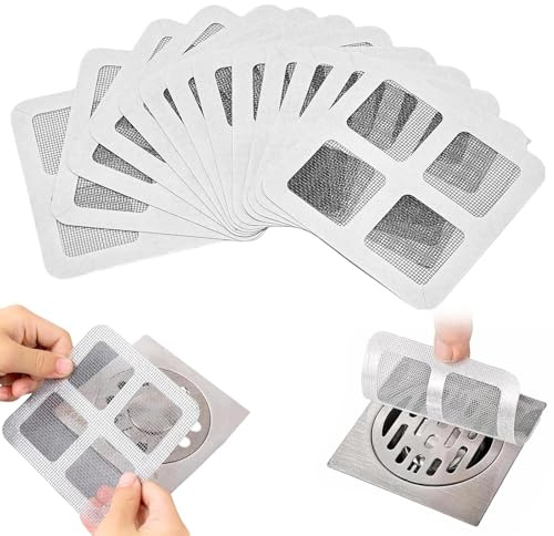 Cryptisg 100 Pezzi Filtro Capelli Doccia Autoadesivo a Rete 10x10 cm | Raccogli Capelli per Scarico, Cattura Capelli Doccio, Ideale Protezione Scarico per Vasca da Bagno, Lavandino e Cucina