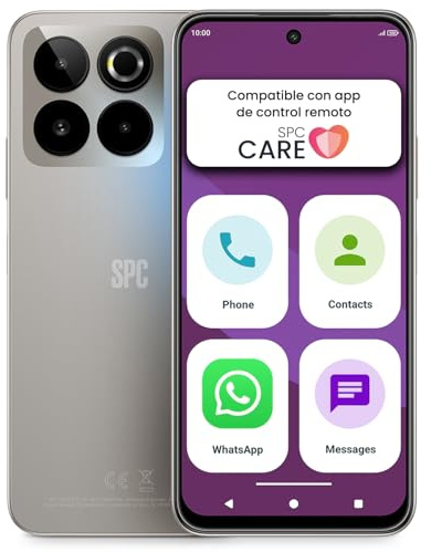 SPC Zeus 2 Elite - Senioren-Smartphone, einfacher Modus, 6,7, Silber | Kompatibel mit der SPC Care App: Steuerung/Ortung, 50MP Triple-Kamera, 128GB, Schnellladen, große Icons und NFC