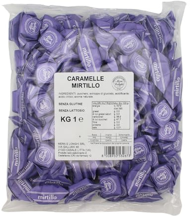 Mera & Longhi Caramelle Quadre Mirtillo - Confezione da 1 kg