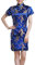 LUCK Femme Robe Chinoise Cheongsam Qipao Manches Courtes Moulante en Brocart (EU 36-Tag M, Bleu)