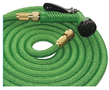 Tubo da giardino flessibile di ultima generazione in Kit tutto-compreso con doccetta e attacchi rapidi in ottone.Tubo per l'acqua da irrigazione per innaffiare 23 metri.Garantito a vita
