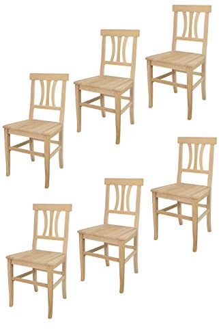 t m c s Tommychairs - 6er Set Stühle Artemisia für Küche und Esszimmer, robuste Struktur aus poliertem Buchenholz, unbehandelt und 100% natürlich, Sitzfläche aus poliertem Holz