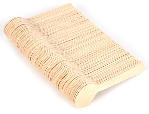 TOPINCN 100 Cucharas De Madera Desechables De Tamaño Mini Cubiertos De Madera para Mesa Biodegradable con Helado Y Postre