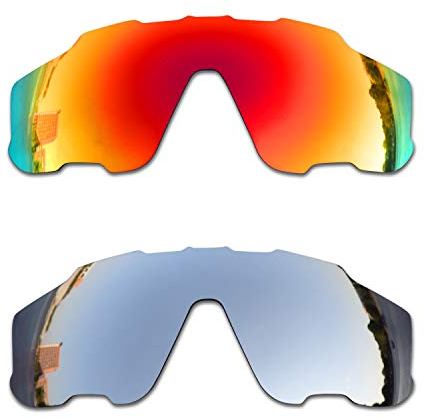 SOODASE Para Oakley Jawbreaker Gafas de sol Rojo/Plata 2 Pares Lentes de repuesto polarizadas