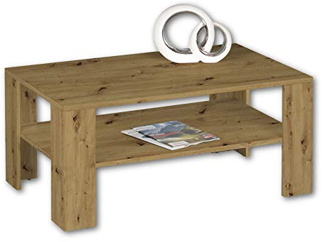 JOKER Couchtisch in Artisan Eiche Optik - geräumiger Sofatisch mit Ablage für Ihren Wohnbereich - 100 x 44 x 60 cm (B/H/T)