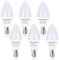 Huoqilin E14 Led Cool White Small Screw Light Bulbs,60 Watts Equivalent, 6W SES Candle Bulb,5000K, 6 Pack