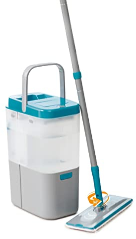LIVINGTON Everclean Mop mit Frischwasserpumpe | Bodenwischer Set mit 2 Mikrofaserpads und Eimer | geeignet für alle Arten von Böden und Oberflächen | das Original aus dem TV