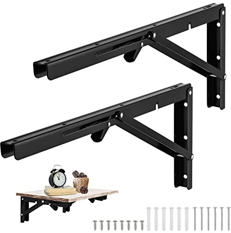 SHEENO 2 Stück Klappkonsole,450mm 18 Zoll Faltbare Regalhalterungen,Rostfreier Stahl Schwerlast Klapptr, 18 zoll--450mm