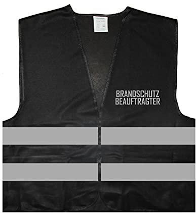 Brandschutz Beauftragter Warnweste BZW. Signalweste mit reflektierendem Aufdruck - Größe L/XL, Schwarz