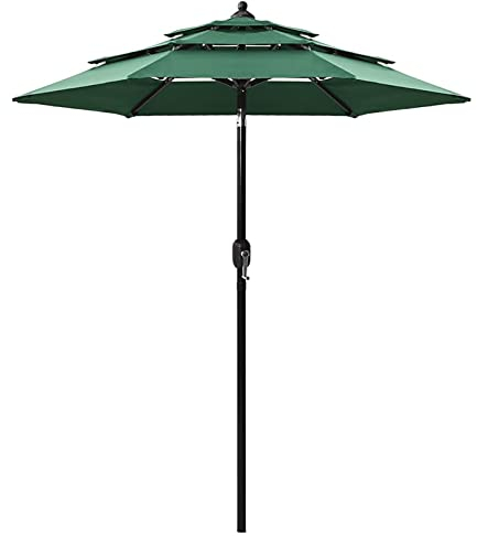 Catherinol Sonnenschirm mit Aluminium-Mast, Sonnenschirm Wasserdicht, Marktschirm, Gartenschirm, Balkon Seitensichtschutz, Balkon Schirm, Balkon Sonnenschutz, 3-lagig Grün 2,5 m