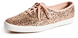 Keds Women's Champion Glitter Sneaker, Rose Gold, 10