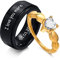 VNOX Paar Ringe Set Edelstahl mit Gravur Gold Hochzeitsring mit Zirkon Personalisiert Freundschaftsringe Partnerringe mit Graviert für Männer Frauen