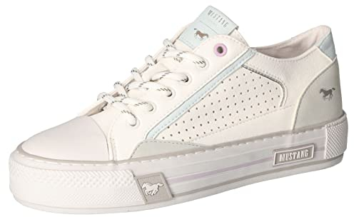 Mustang Damen 1457-303 Sneaker, weiß/blau, 40 EU