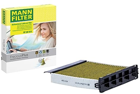 MANN-FILTER Filter Innenraumluft Aktivkohle mit Polyphenol, mit antibakterieller Wirkung, Feinstaubfilter (PM 2.5), mit fungizider Wirkung, Aktivkohle FP 28 013