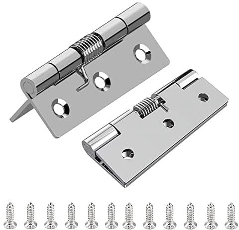 2 Pcs Self-Opening Spring Hinges,304 Stainless Steel Self-Closing Spring Door Hinge, Automatic Closing Hinges for Invisible Doors,Closing Spring Hinge (4 Inch)