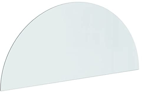 vidaXL Plaque de Verre de Cheminée Demi-Rond Revêtement de Sol Plancher Plaque de Base de Foyer Protection Contre Etincelles 1200x500 mm