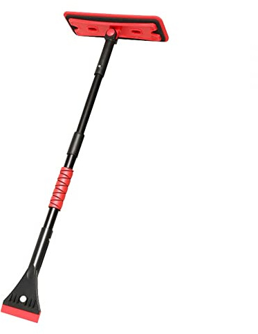 DONGKER 2-in-1-Teleskop-Schneebesen + Eiskratzer, 27,5 bis 35,4 Zoll ausziehbare Eiskratzer/Schneebürste mit Schaumstoffgriff für SUV/LKW/Auto Windschutzscheibe, Fenster, Dach