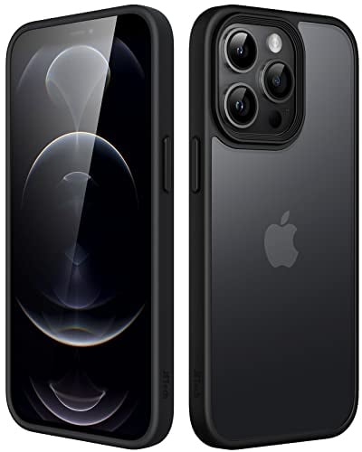 JETech Matte Case for iPhone 12 Pro Max 6.7-Inch, Shockproof Military Grade Drop Protection, Frosted Translucent Back Phone Cover, Anti-Fingerprint (Black)