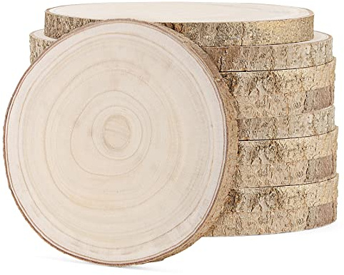 LEXININ 10 Stück 18-20 cm natürliche runde Holzscheiben, Baumscheiben unlackierte rustikale Holzscheiben, große Holzkreise für Hochzeiten, Tischaufsätze, Handwerk, Dekor