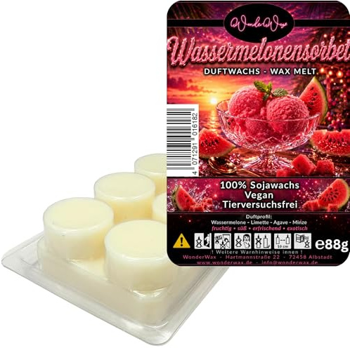 WonderWax® Duftriegel 6 x Duftwachs Kreise Weiß Wassermelonensorbet | Farbe: Weiß | Raumduft für Duftlampen, Wax Melt, Sojawachs, Indoor Duftöl Wachs schmelzen für Aromalampe