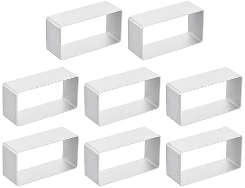 sourcing map Juego de 8 cortadores de galletas de metal, cortador de galletas rectangular de aleación de aluminio adecuado para tartas caseras de galletas, fondant, sándwich, plateado